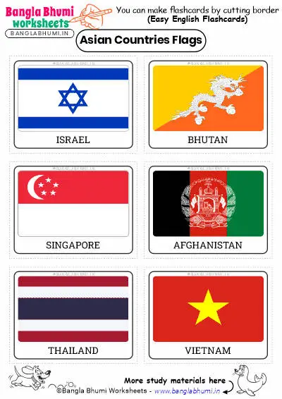 Free Asian Countries Flags Flashcards Download