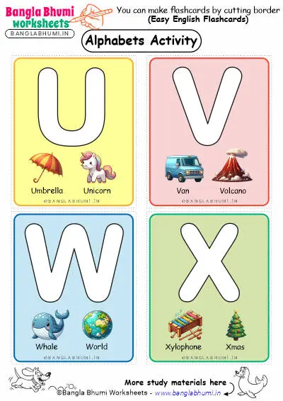 Capital Alphabets Activity Flashcards UVWX