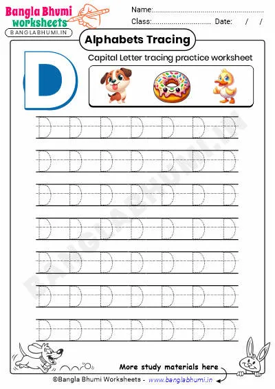 Free Capital Letter D Tracing Worksheet