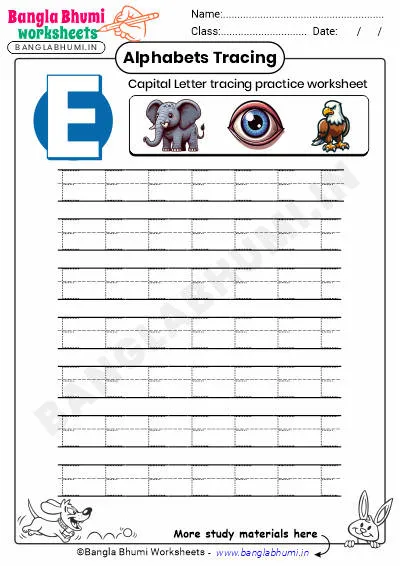 Free Capital Letter E Tracing Worksheet