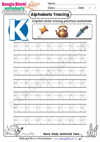 Free Capital Letter K Tracing Worksheet