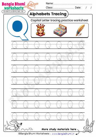 Free Capital Letter Q Tracing Worksheet