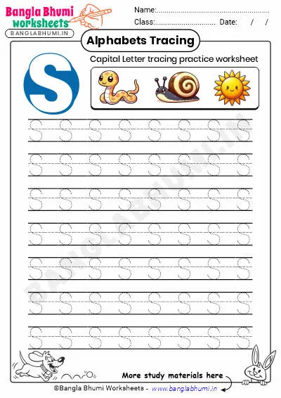 Free Capital Letter S Tracing Worksheet