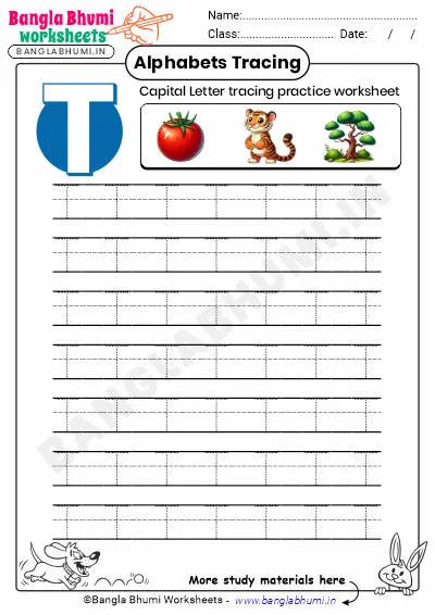 Free Capital Letter T Tracing Worksheet