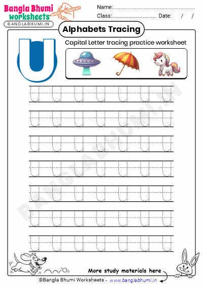 Free Capital Letter U Tracing Worksheet