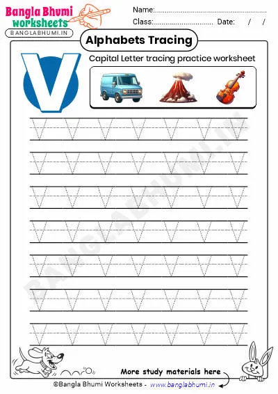 Free Capital Letter V Tracing Worksheet