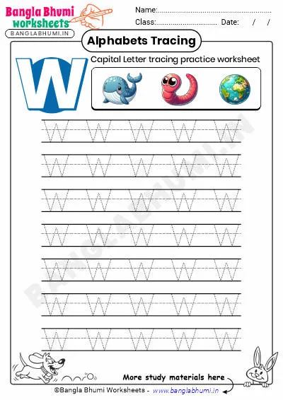 Free Capital Letter W Tracing Worksheet