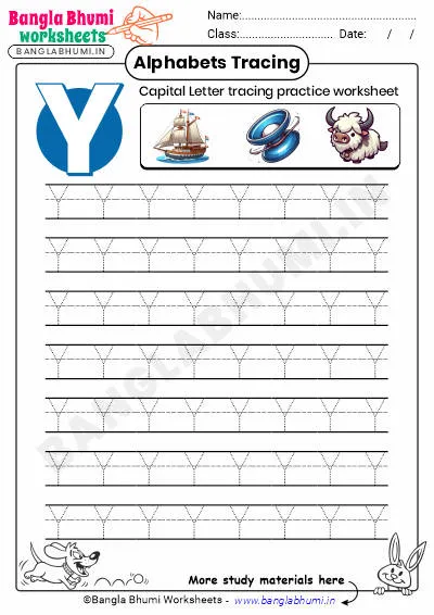 Free Capital Letter Y Tracing Worksheet