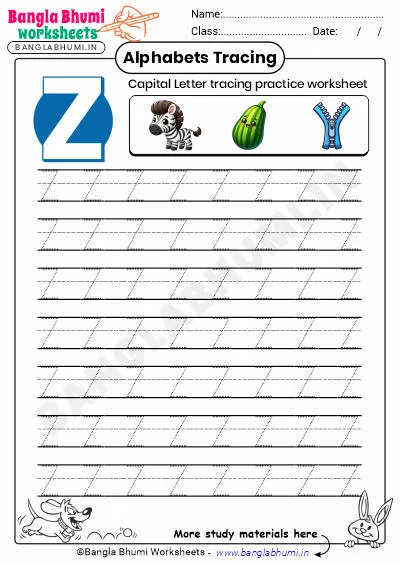 Free Capital Letter Z Tracing Worksheet