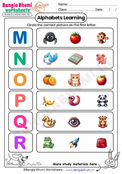 Circle the Correct Picture of Alphabet PDF Worksheet