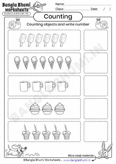 Free Counting Objects Write Numbers Worksheets PDF