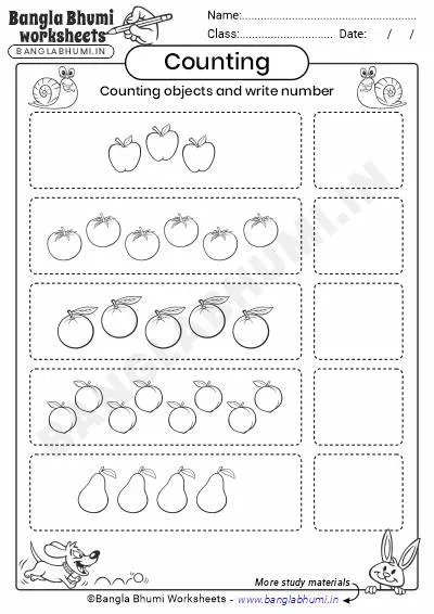 Free Count Objects and Write Numbers Worksheet PDF