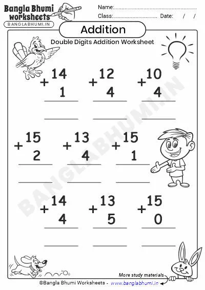 Free Double-Digit Addition Worksheet PDF