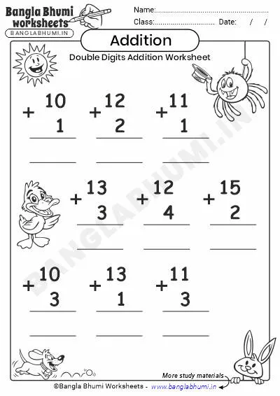 Free Double Digits Addition Worksheets Download PDF