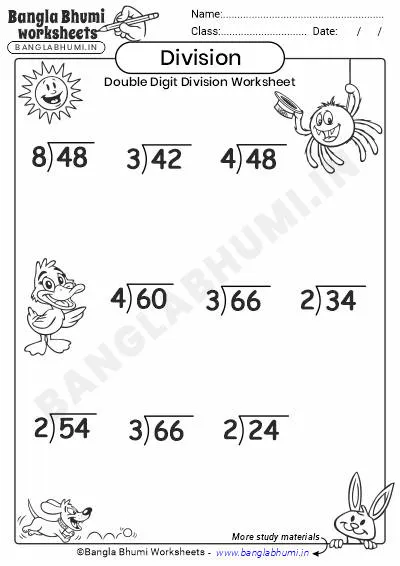 Double-Digit Division PDF Worksheet