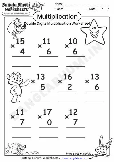 Double-Digit Multiplication PDF Worksheet