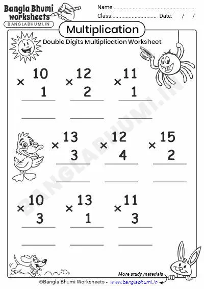 Free Double Digits Multiplication Worksheets Download PDF