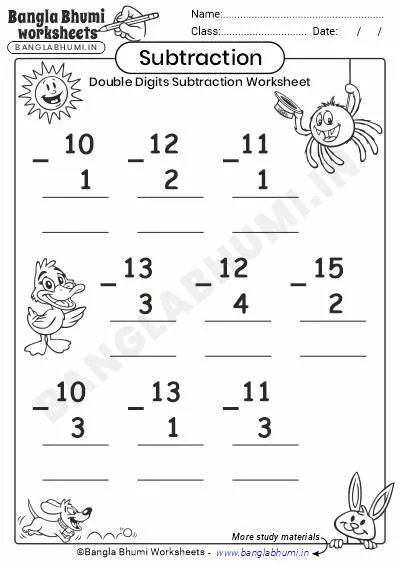 Free Double Digits Subtraction Worksheets Download PDF