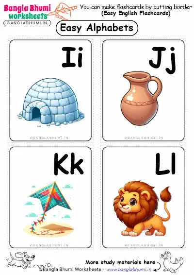 English Alphabets Activity Flashcards IJKL