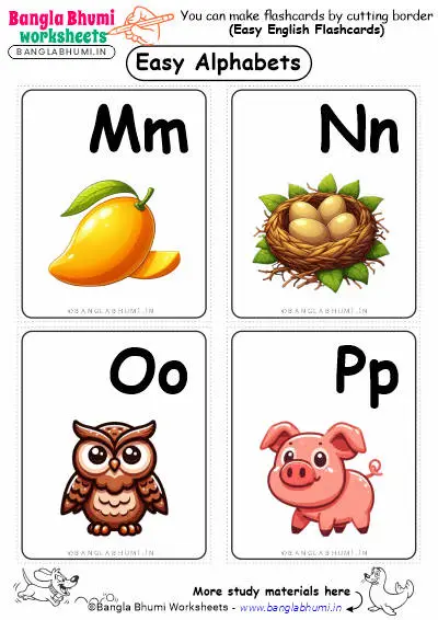 English Alphabets Activity Flashcards MNOP