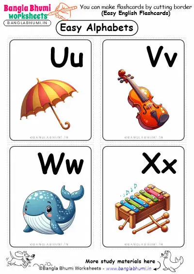 English Alphabets Activity Flashcards UVWX