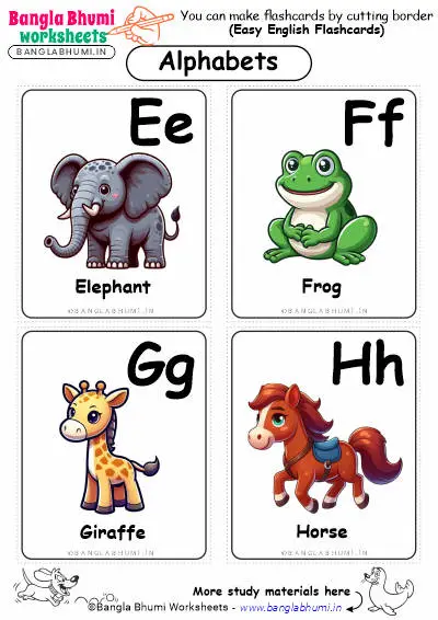 English Alphabets Words Activity Flashcards EFGH