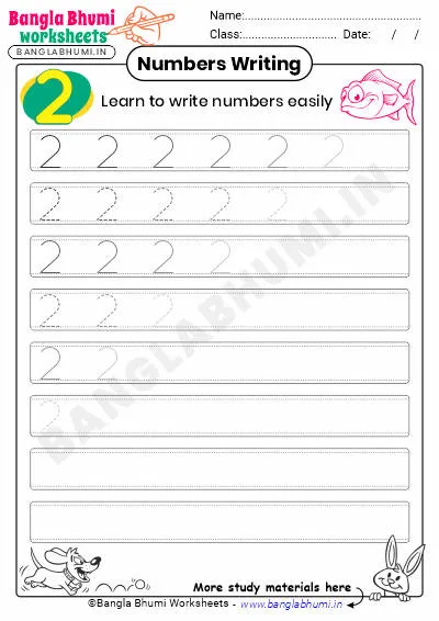 Free English Number 2 Writing Worksheet PDF