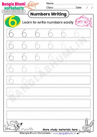 Free English Number 6 Writing Worksheet PDF