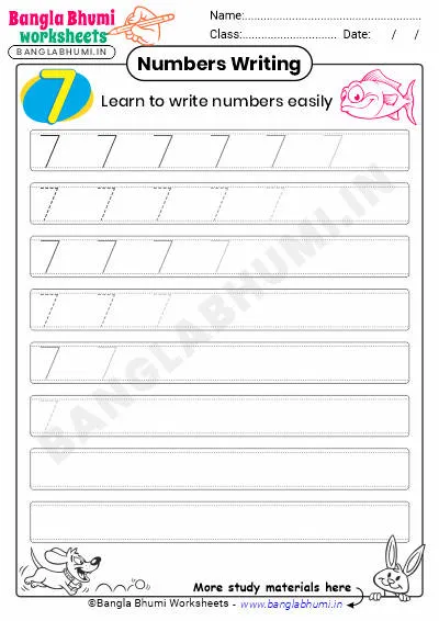 Free English Number 7 Writing Worksheet PDF