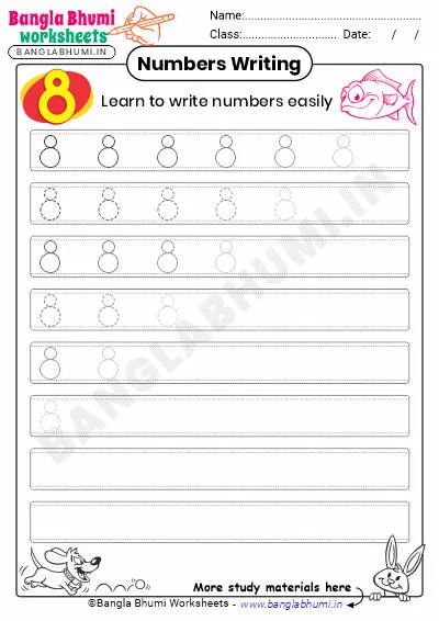 Free English Number 8 Writing Worksheet PDF