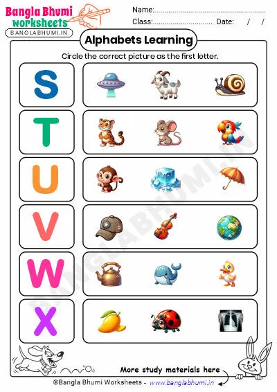 Free Circle the Correct Picture of Alphabet Worksheet