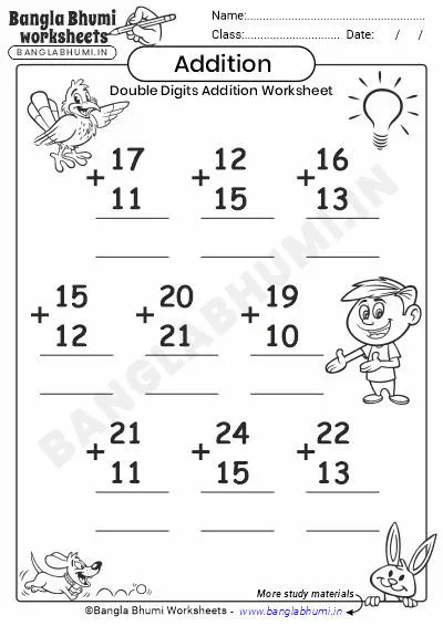 Free Double-Digit Addition Worksheet PDF