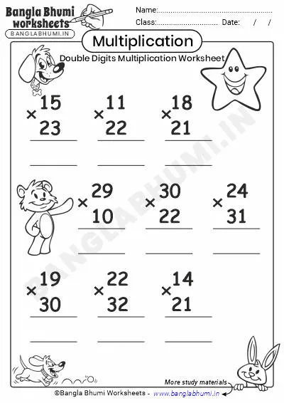 Free Double-Digit Multiplication PDF Worksheet