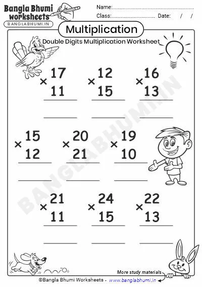 Free Double-Digit Multiplication Worksheet PDF