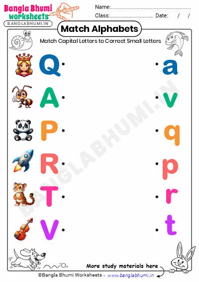 Free Match Capital and Small Letters PDF Worksheet