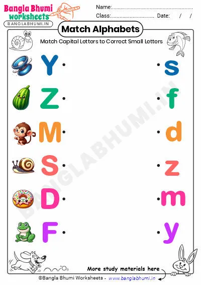 Free Match Capital and Small Letters PDF Worksheet