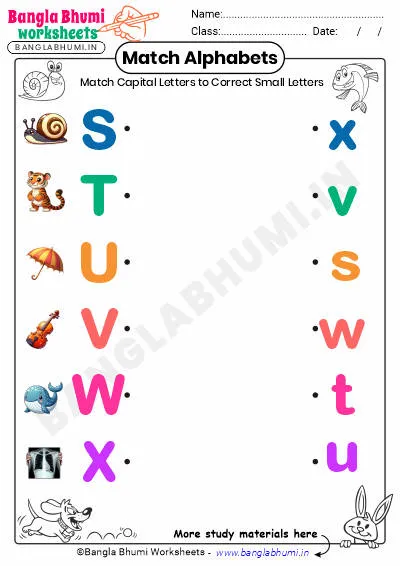 Free Match Capital and Small Letters Worksheet