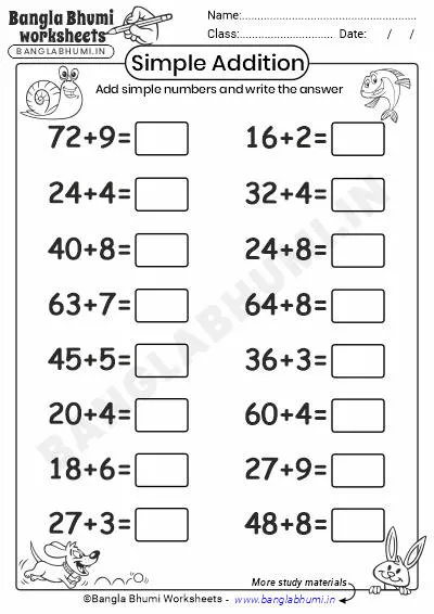 Free Simple Addition Worksheets Download PDF