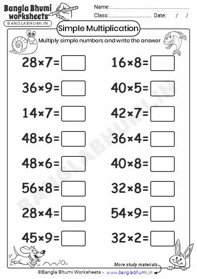 Free Simple Multiplication Worksheets Download PDF