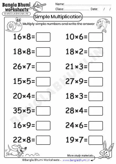 Free Simple Multiplication Worksheets Download