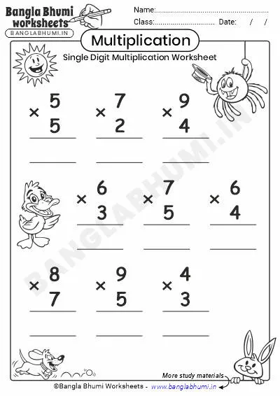 Free Single-Digit Multiplication Worksheet