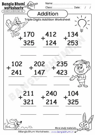 Free Triple-Digit Addition Worksheet PDF