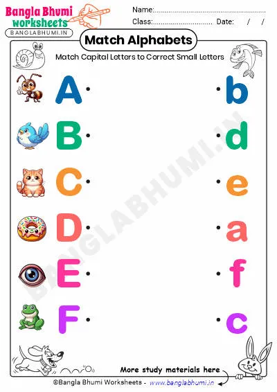 Match Capital and Small Letters Worksheets