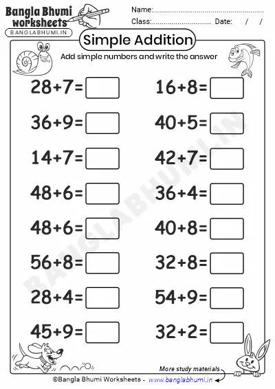 Simple Addition Worksheets Download PDF