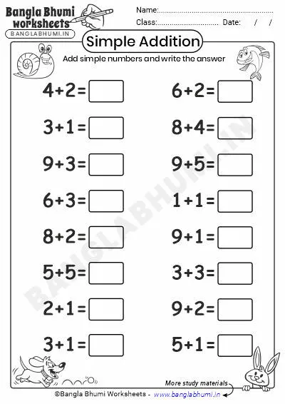 Free Simple Addition Worksheets Download PDF