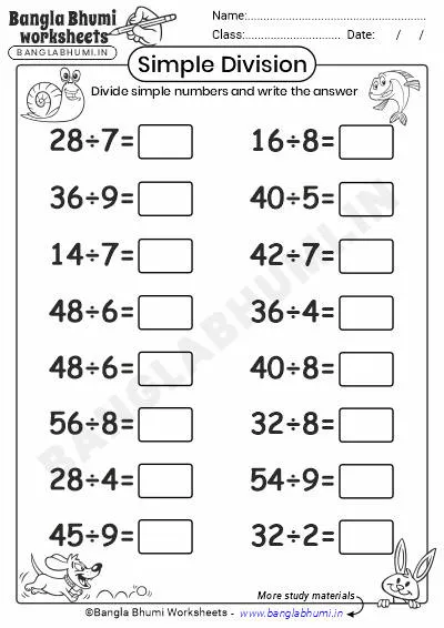 Simple Division Worksheets Download PDF