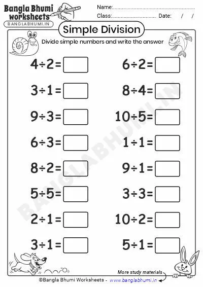 Free Simple Division Worksheets Download PDF