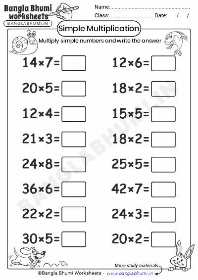 Simple Multiplication Worksheets Download PDF