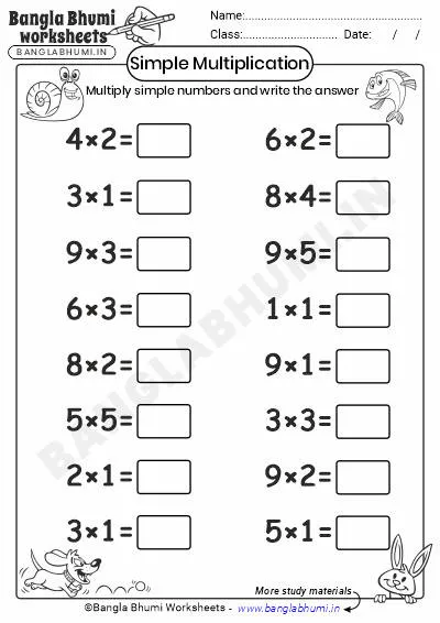 Free Simple Multiplication Worksheets Download PDF