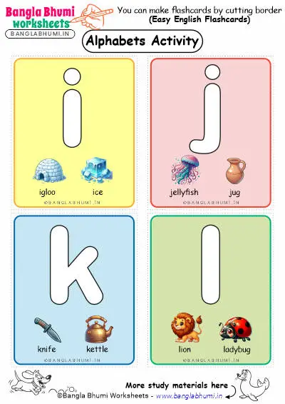 Small Alphabets Activity Flashcards ijkl